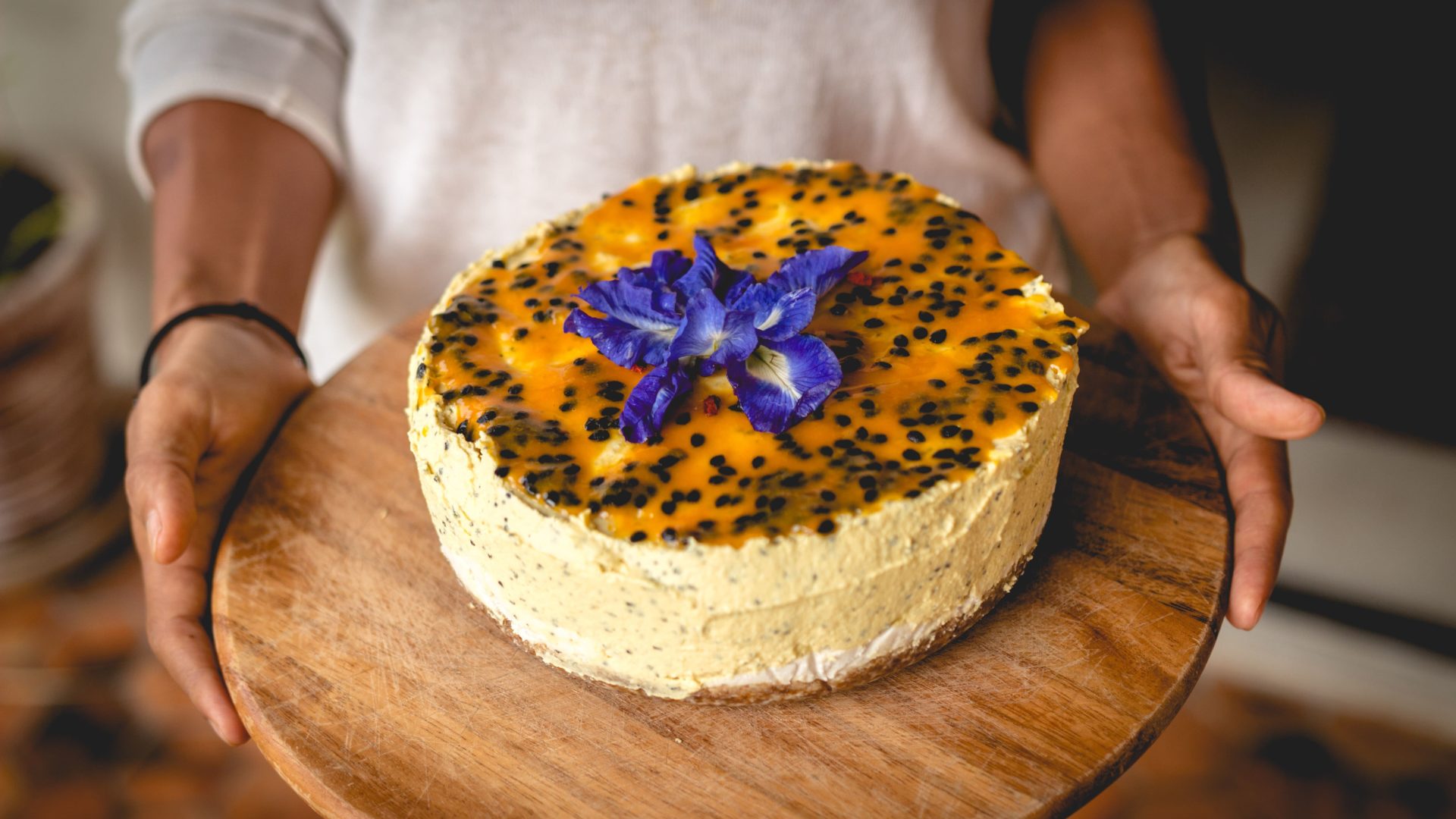 Delicious Food From The Restaurant (vegan Passion Fruit Cake)